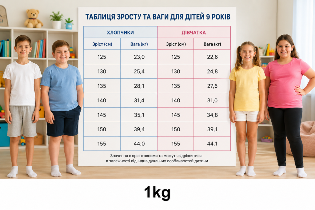 Норми ваги для дітей 9 років: що кажуть стандарти та як їх інтерпретувати